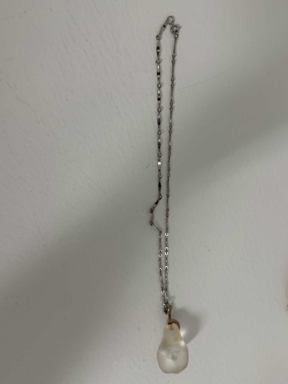 Sterling Silver Double-Link Necklace with pear pendant